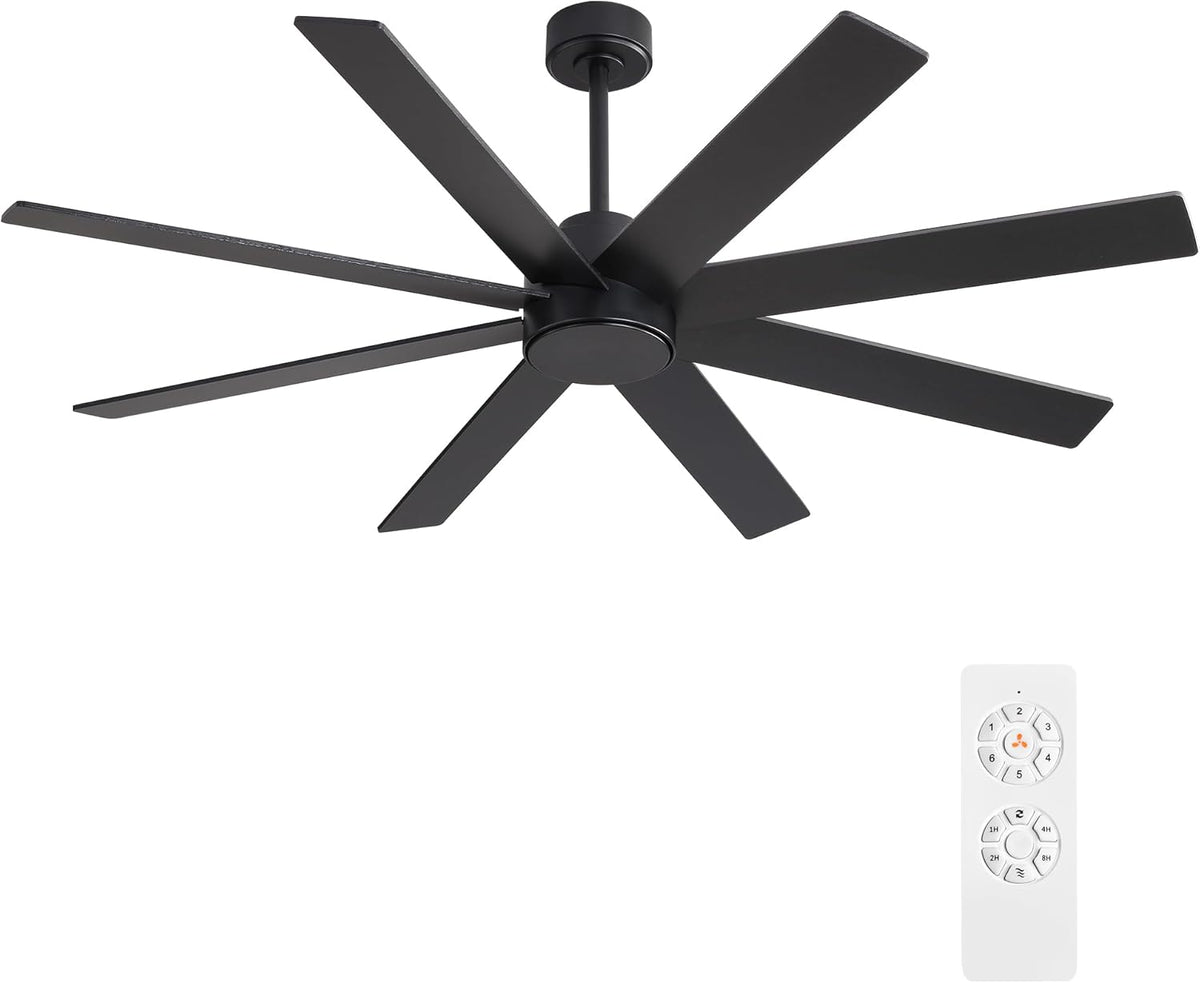 72" Large DC Ceiling Fans without Lights, 3 Downrods, 8 Plywood Blades, 6-Speeds Reversible DC Motor