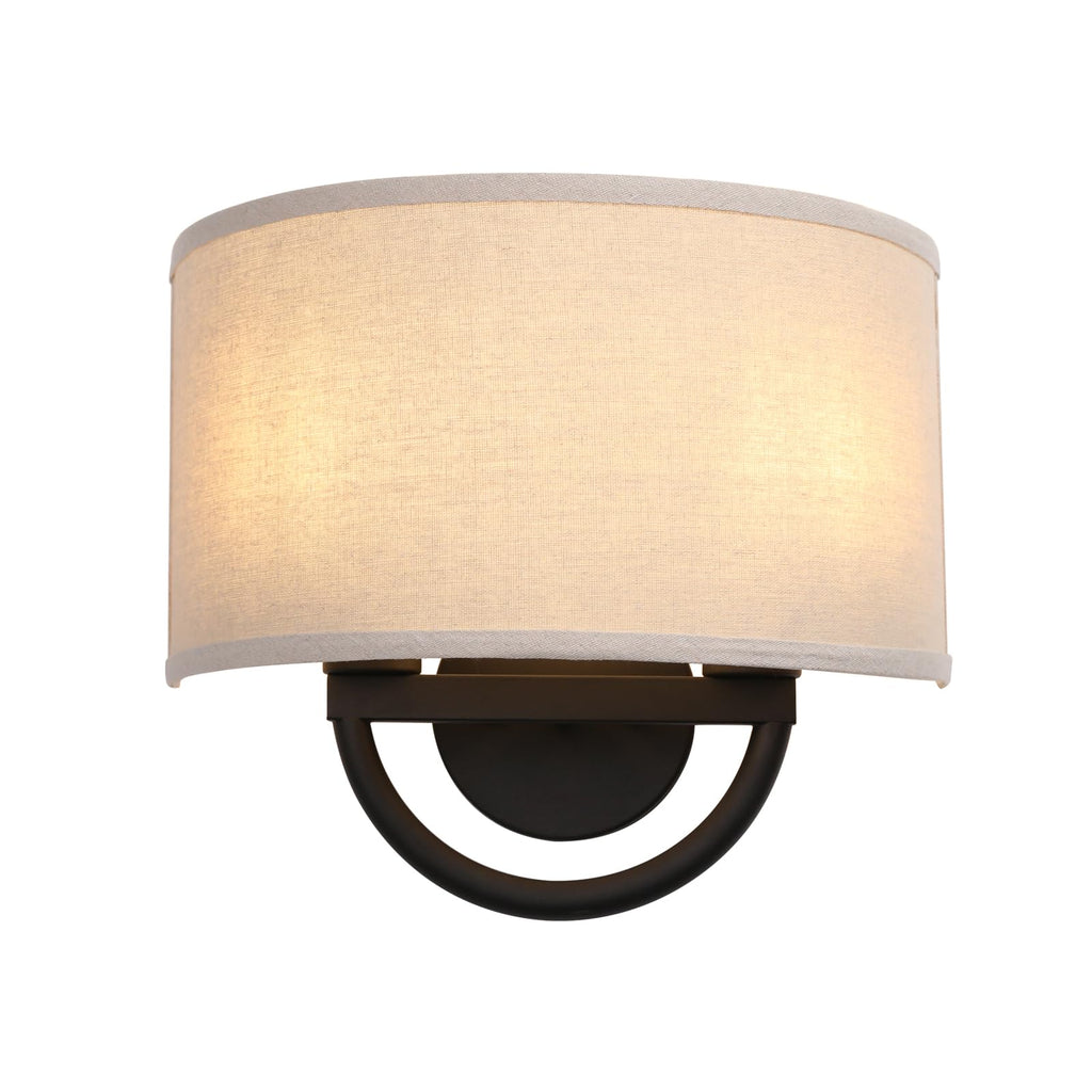 Industrial 2-Lights Wall Sconce Fixtures with Linen Fabric Shade, Hardwired Double Wall Light Lamps Decor Bedroom