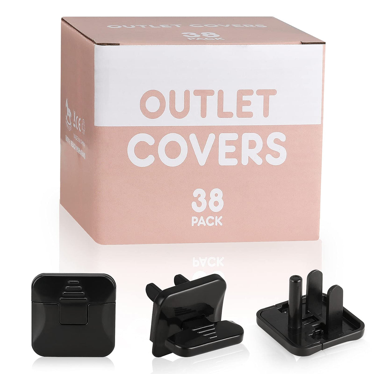 Outlet Covers 38-Pack Black Child Proof Electrical Protector Safety Improved Baby Safety Plug Covers