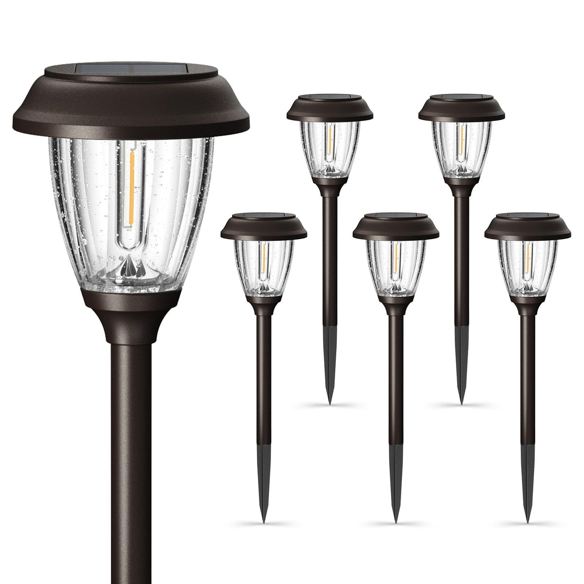 Solar Pathway Lights Outdoor, 6 Pack 2-Mode Solar Garden Lights