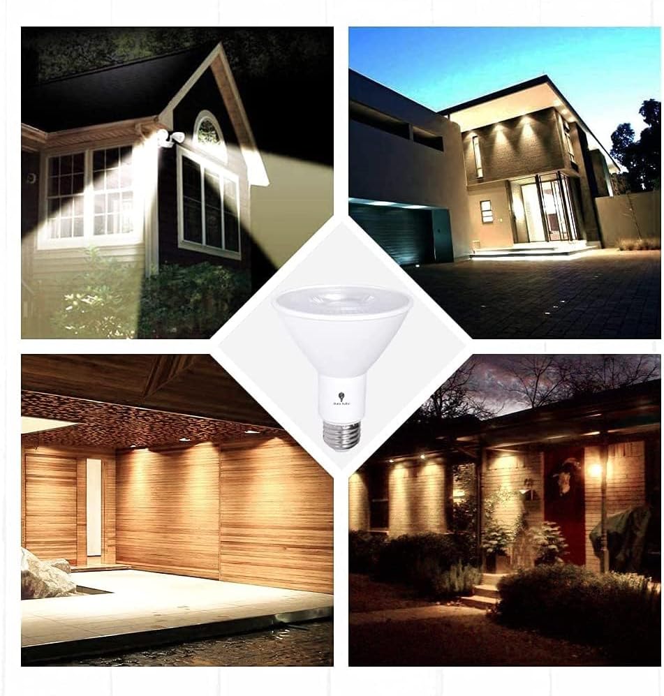10 Pack PAR30 Outdoor LED Flood Light Bulb 12W 100 Watt Equivalent 900 Lumens Dimmable Waterproof E26 6000K Daylight