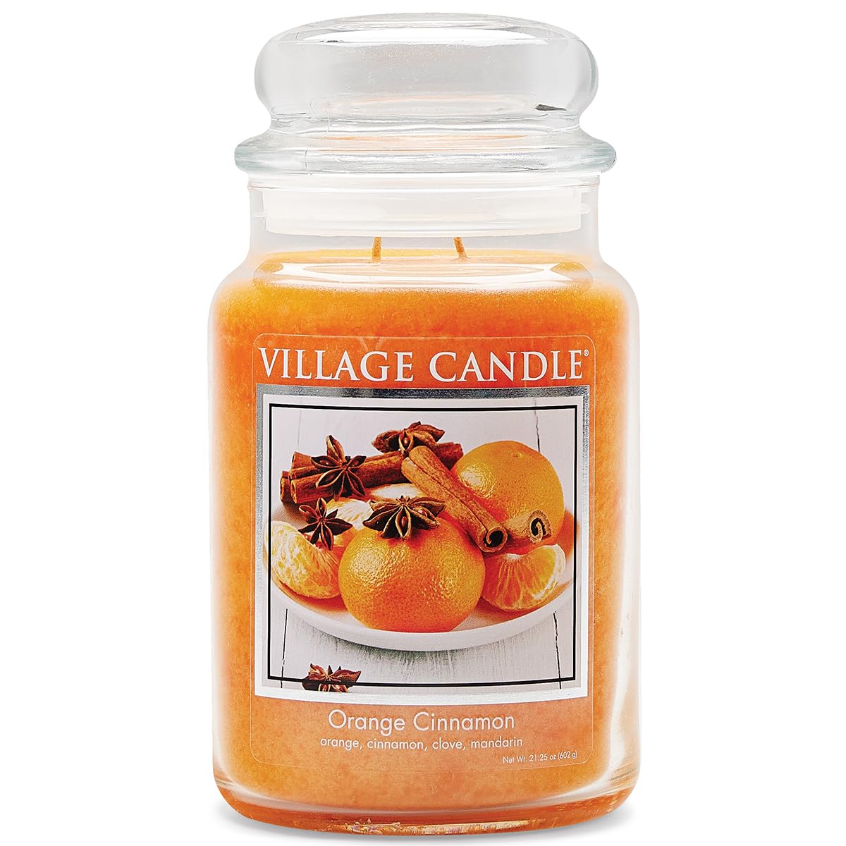 Orange Cinnamon Large Glass Apothecary Jar, Scented Candle, 21.25 oz., Orange