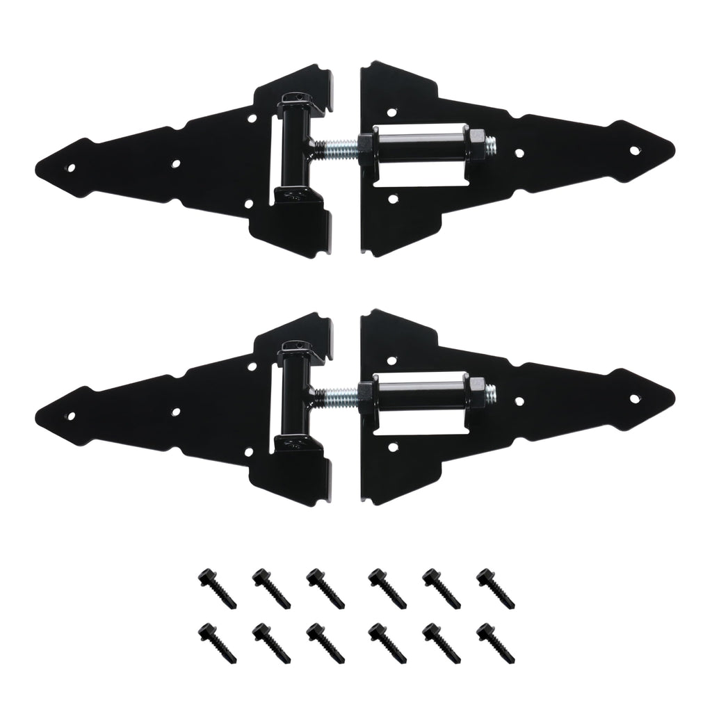 Heavy Duty 8" Horizontal Self Closing Contemporary Steel Strap Hinge | Adjustable Hinges for Wooden Fences