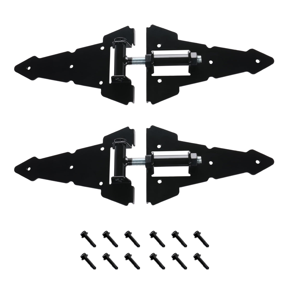 Heavy Duty 8" Horizontal Self Closing Contemporary Steel Strap Hinge | Adjustable Hinges for Wooden Fences