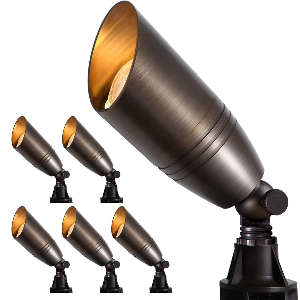 Solid Brass Landscape Lighting, Commercial Grade 12V Low Voltage Landscape Spotlights, LED Spot Lights for Outdoor