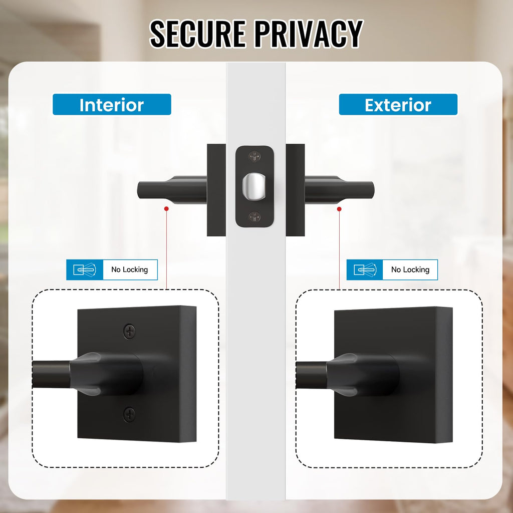 3 Pack Matte Black Passage Door Lever,Interior Non-Locking Leversets