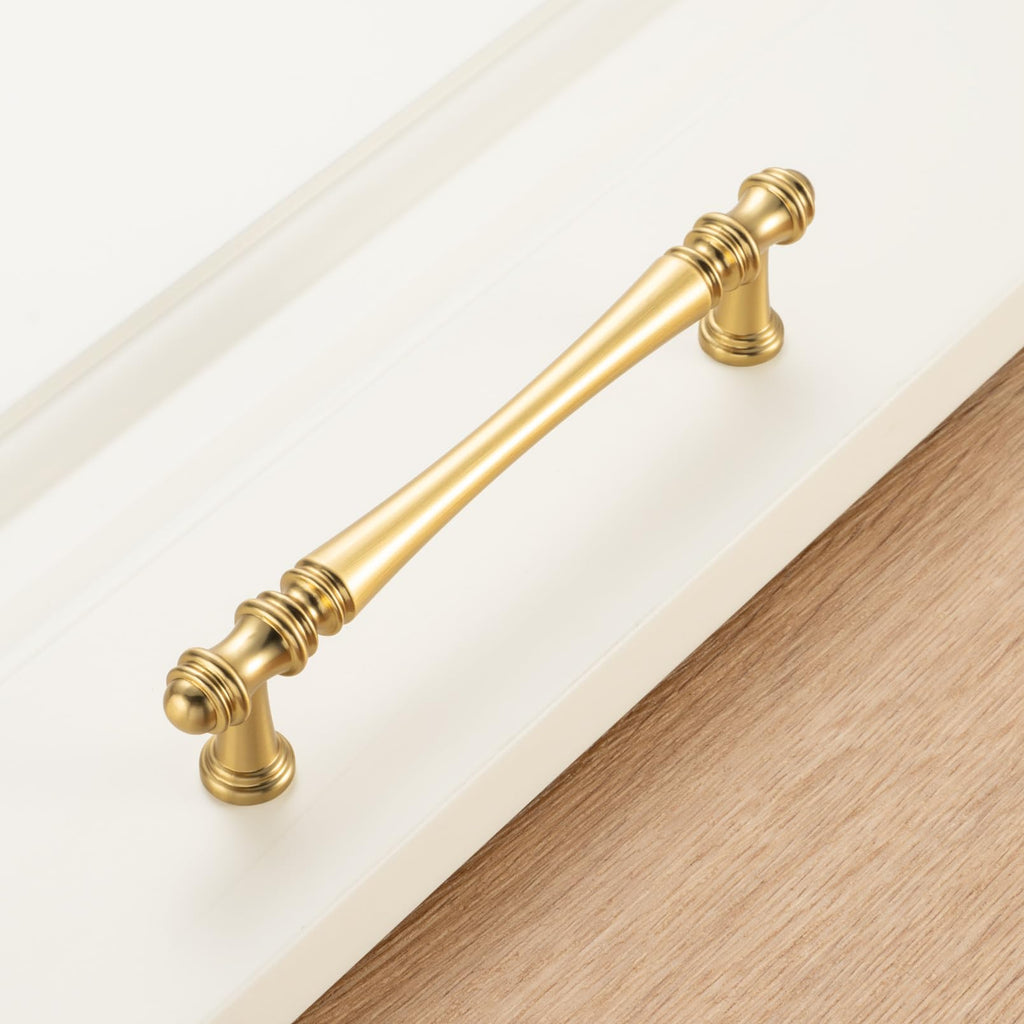 30 Pack 5 in Brushed Gold Cabinet Pulls, Gold Drawer Handles P30