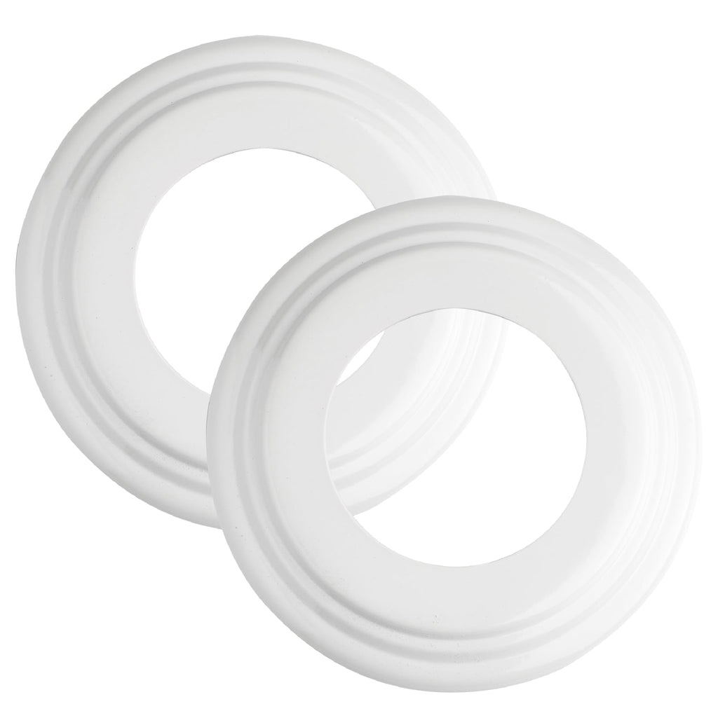 Off-White Paintable Plastic Medallion Goof Rings - Goof Ring & Cover Plate for 5" & 6" Cans, Small Ceiling Medallion