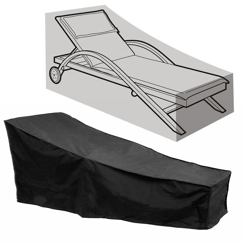 Sun Lounger Cover Waterproof Sunbed Cover Outdoor Garden Patio Furniture with a Storage Bag, Black, 208x76x41/79cm