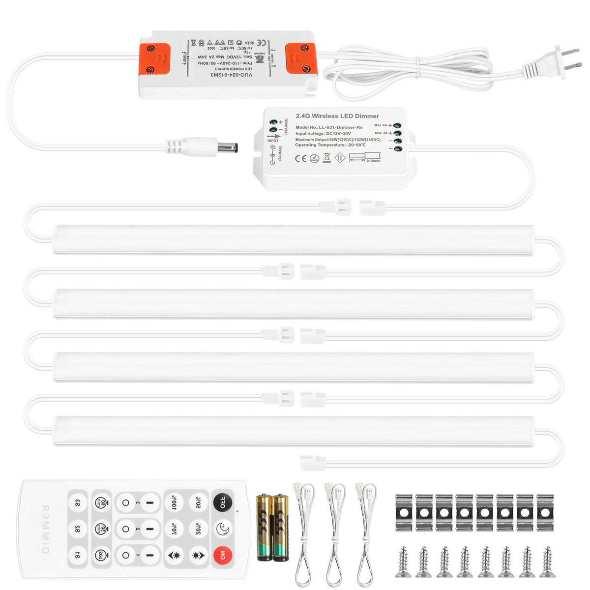 Under Cabinet Lighting Kit Plug in 21W 3000K Dimmable with Remote
