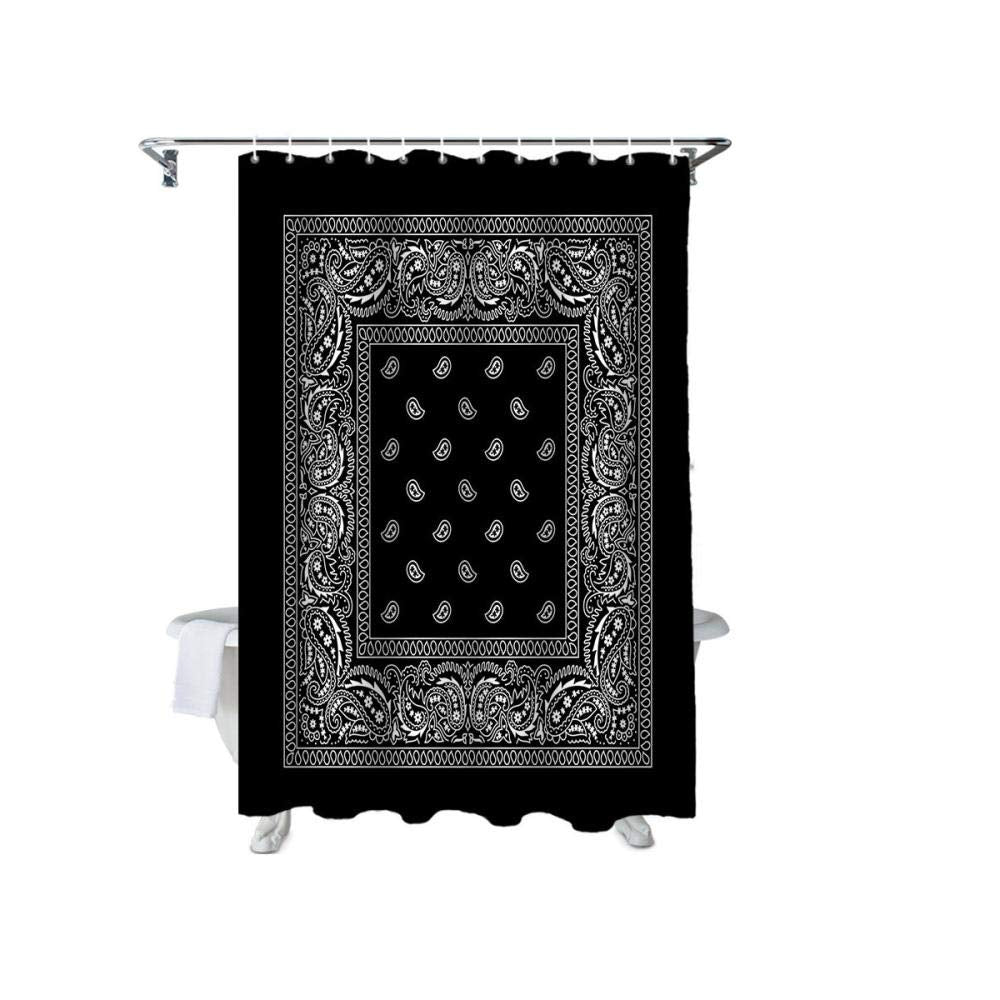 Shower Curtain Black and White Mandala Waterproof Shower Curtain Cloth Fabric Bathroom Decor with Hooks Dormitory