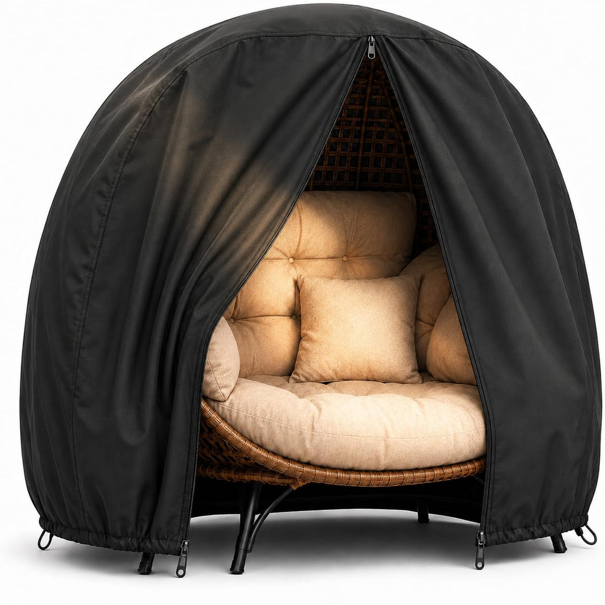 Egg Chair Cover Double Egg Chair Covers Waterproof Outdoor, Black