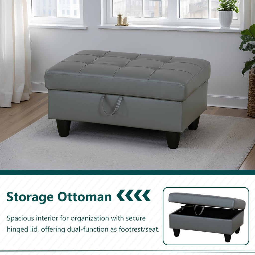 Faux Leather Sectional Sofa Couch, Modern L-Shaped Couch, Modular Sectional Sofa Set, 103.5" Corner Chaise Lounge