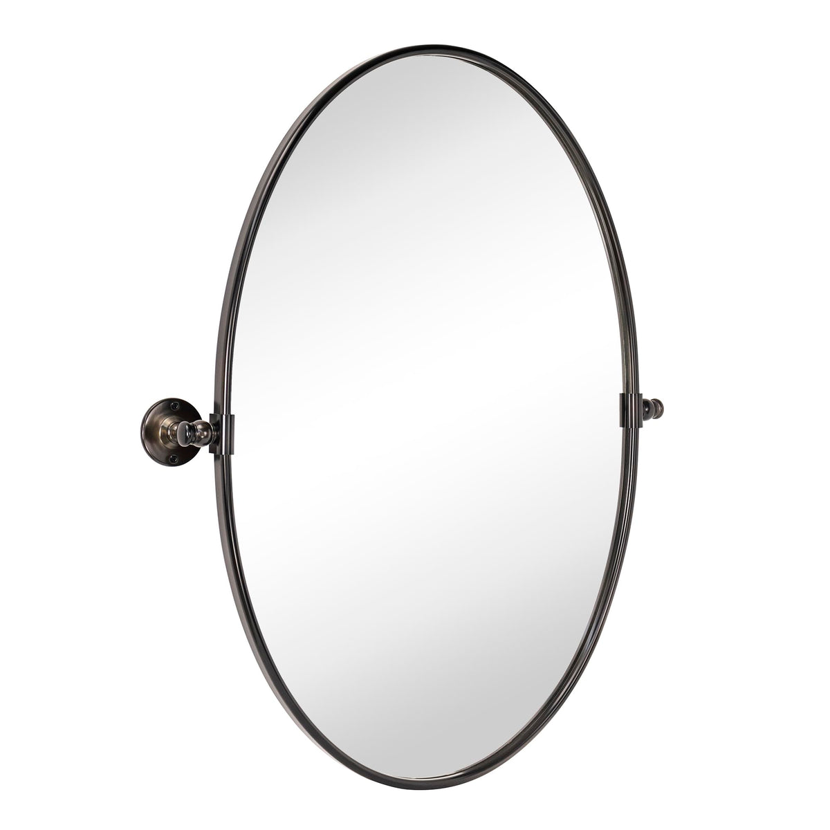 Farmhouse Oil Rubbed Bronze Oval Metal Pivot Bathroom Vanity Mirror Tilting Beveled Vanity Mirrors for Wall, Overall