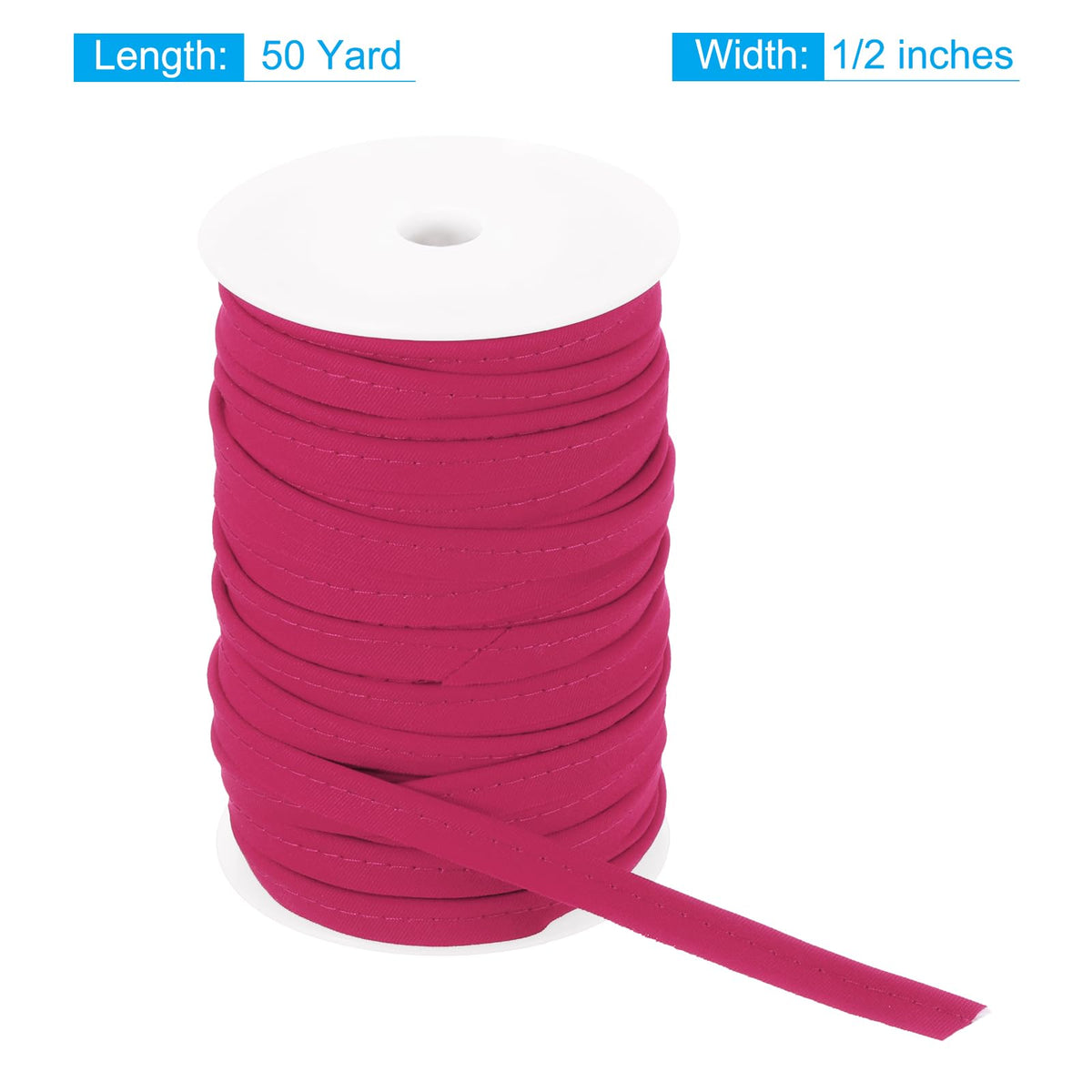 Piping Cord Trim 50 Yards 1/2 Inch Piping Tape for Sewing DIY Crafting Fabric Edge Trim Fuchsia