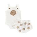 Newborn Baby Girl Summer Outfits Ribbed Sleeveless Romper Bodysuit Top and Ruffle Shorts Headband Clothes Sets