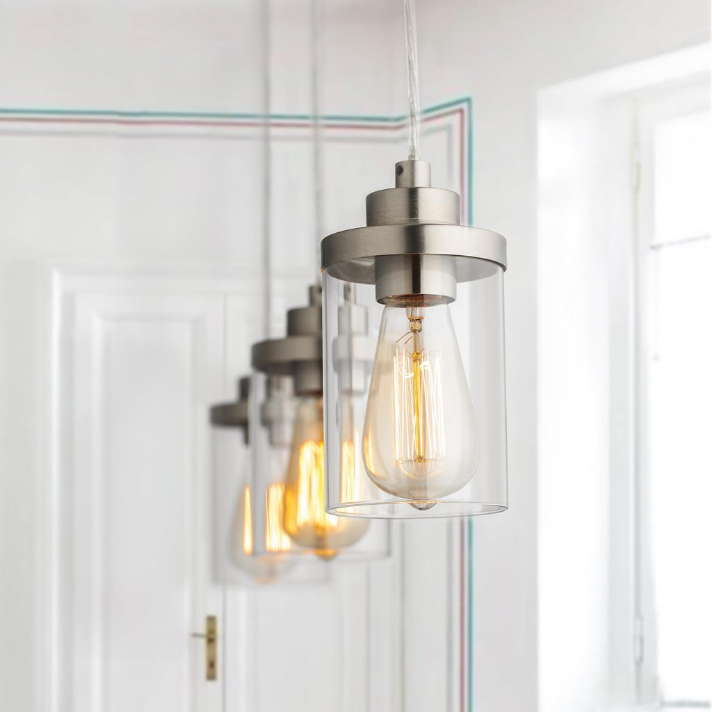 H Type Track Lighting Pendant, Brushed Nickel, Pack of 3