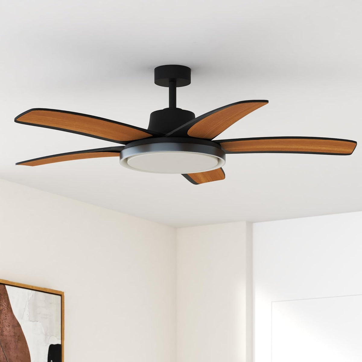 52" Smart Flush Mount Ceiling Fan with Light & Remote