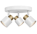 3 Light Track Lighting Kit, Matte White Brass Finish Canopy with Moden Flush Mount Ceiling Spotlight,Dining,Living