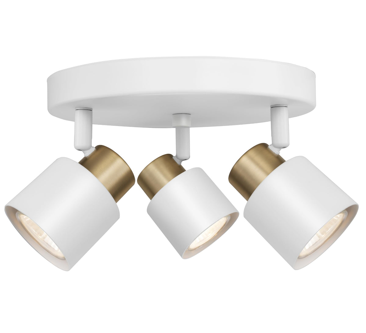 3 Light Track Lighting Kit, Matte White Brass Finish Canopy with Moden Flush Mount Ceiling Spotlight,Dining,Living