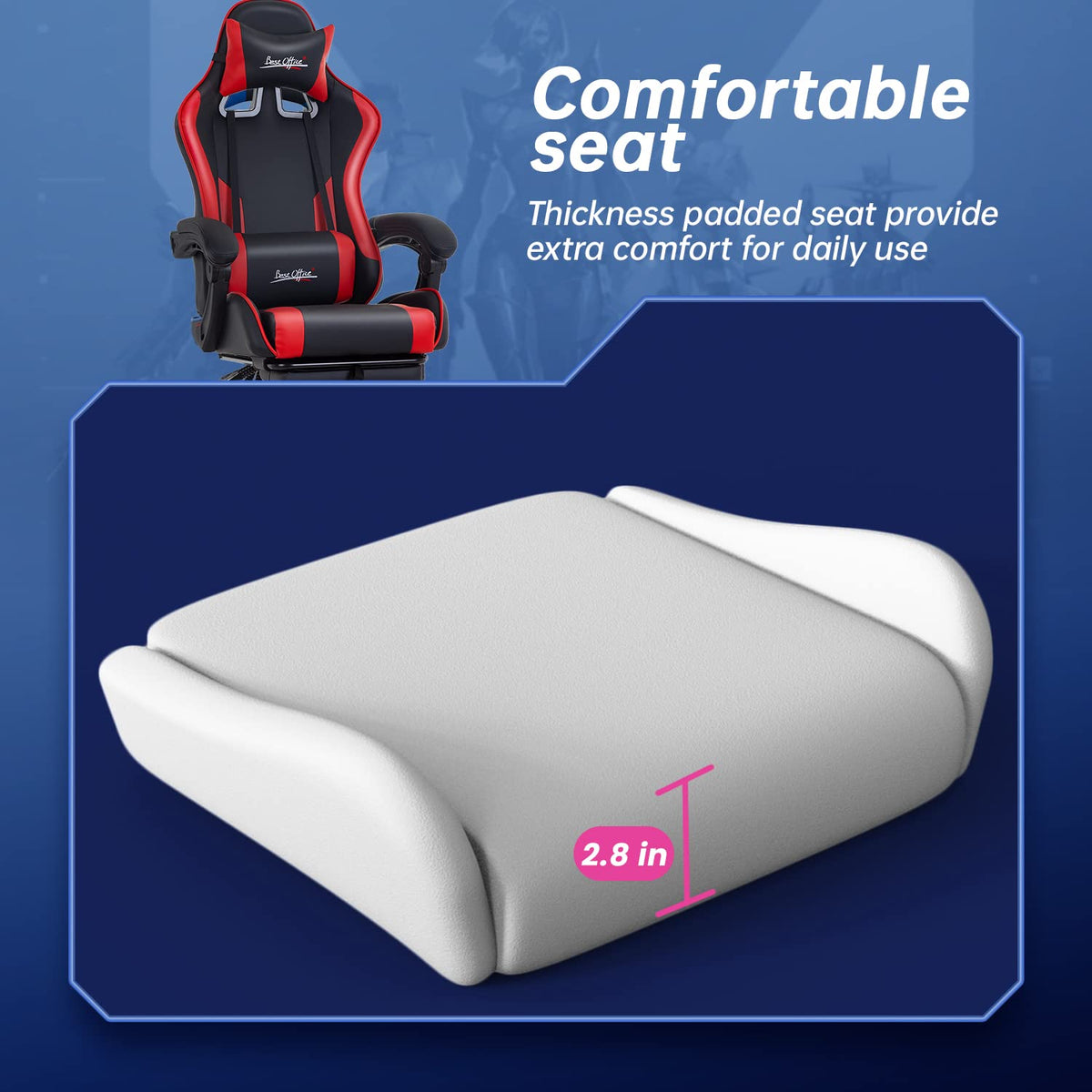 Gaming Chair Office Chair Desk Chair with Footrest Lumbar Support Headrest Armrest Task Rolling Swivel Ergonomic