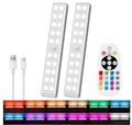 Under Cabinet Light Wireless with Remote, 15 Color RGB Magnetic Led Light Bar, 48-LED Rechargeable Closet Lights, 3
