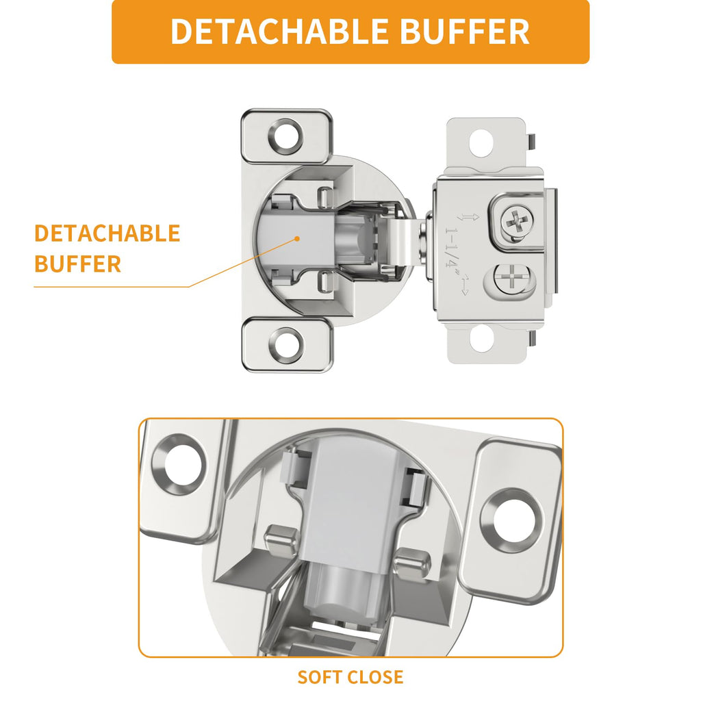 10 Pack Face Frame Cabinet Hinges, 1-1/4" Overlay, Soft Close, 105°