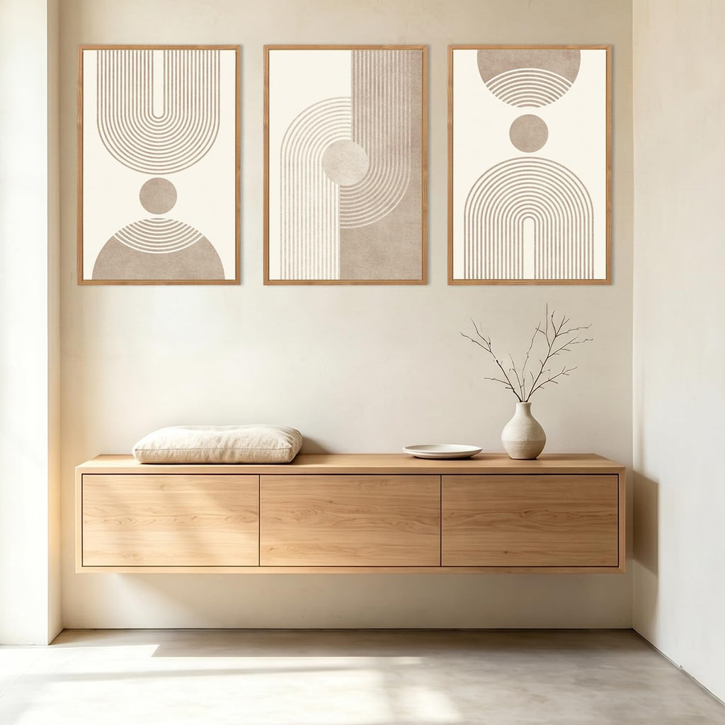 Neutral Abstract Wall Art Beige Large Wall Decor Boho Mid Century Modern Artwork Art Print Bedroom Office 24"x36" Set