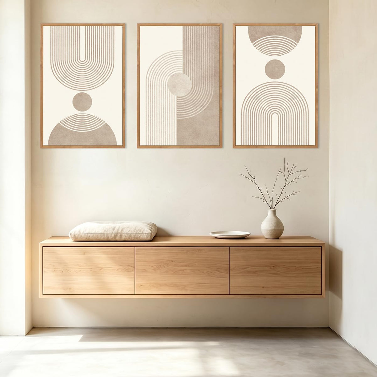 Neutral Abstract Wall Art Beige Large Wall Decor Boho Mid Century Modern Artwork Art Print Bedroom Office 24"x36" Set