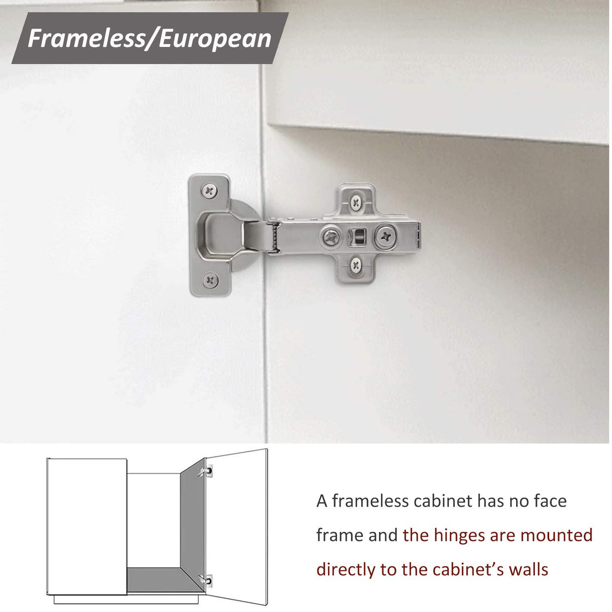 5 Pair/10 Pieces 105 Degree Soft Closing European Full Overlay Concealed Hinge with Mounting Plate