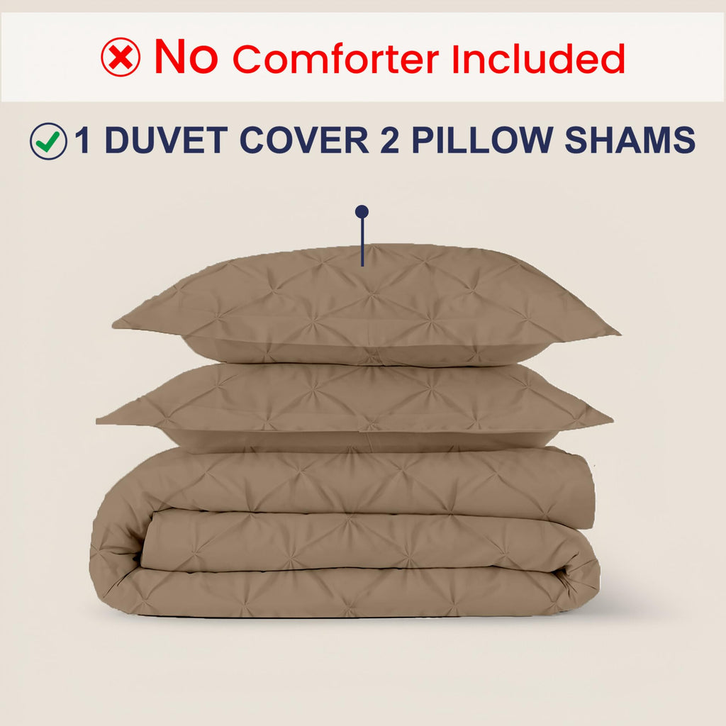 3 Pc King Size Pinch Pleated - Pintuck Duvet Cover Set - 100% Egyptian Cotton - 1000 TC Luxury Comforter Cover