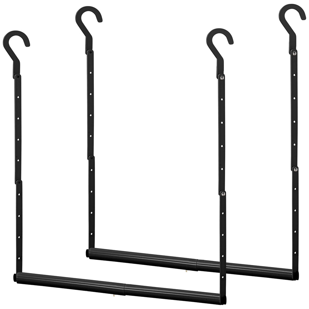 Adjustable Closet Rod for Hanging Clothes, 2 Pack Black