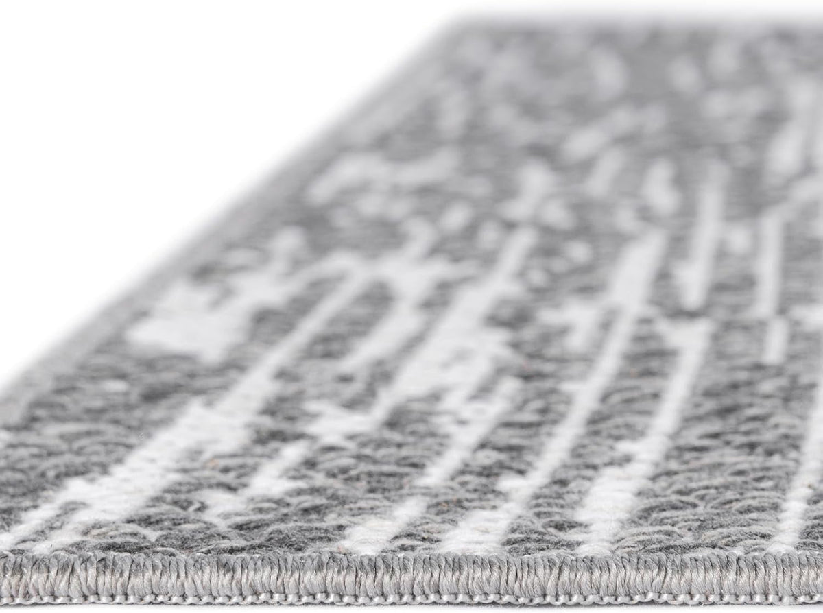 Abbey Rug - 9' 1 Gray Textured Cotton Rug - Modern Striped Design, Large Area Rug for Living Rooms and Bedrooms
