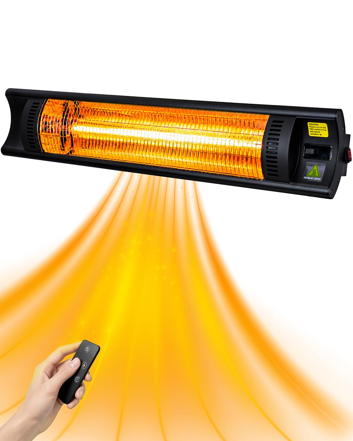 35.5" Electric Patio Heater, 1500W Infrared Wall/Ceiling Mount with Remote, 24H Timer, IP55 Weatherproof for Garage