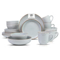 Stoneware Euro-Nordic 20pc Dinnerware Set, Shiny White With Speckled Effect