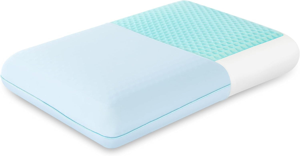 Cooling Gel Memory Foam Pillow, Reversible Design, Neck Support | For Side, Back & Stomach Sleepers, Removable