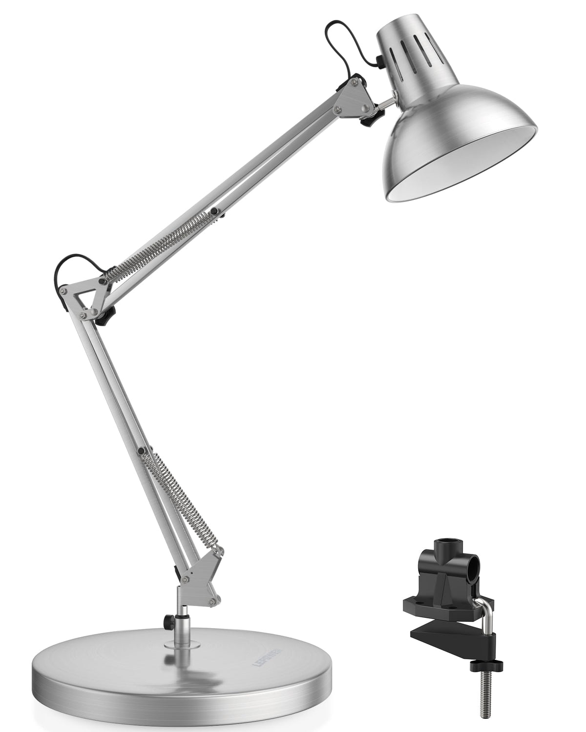 Metal Adjustable Desk Lamp with Clamp, Swing Arm