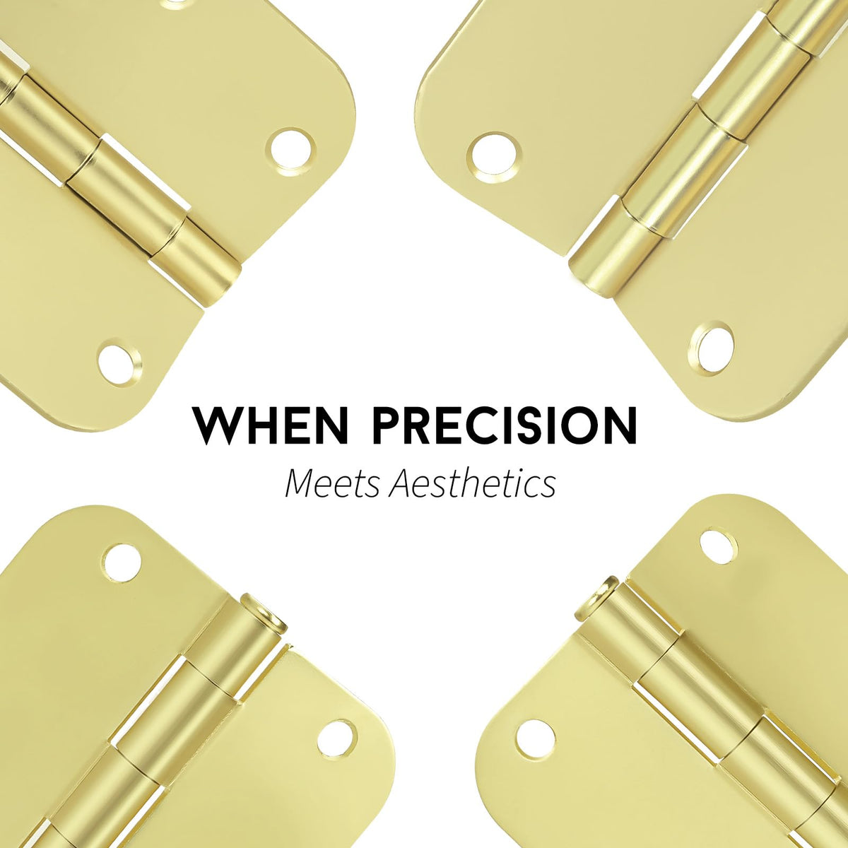 18 Pack 3.5" Polished Brass Door Hinges 5/8" Radius Corners