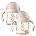 Sippy Straw Cups for Toddlers 1-3, Spill-Proof, 6 oz Pink 2 Pack