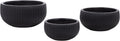 Outdoor Patio Furniture Collection - Anita Black Planter Pot Set of 3, Fiber Clay Decorative Planters, Ribbed Bowl