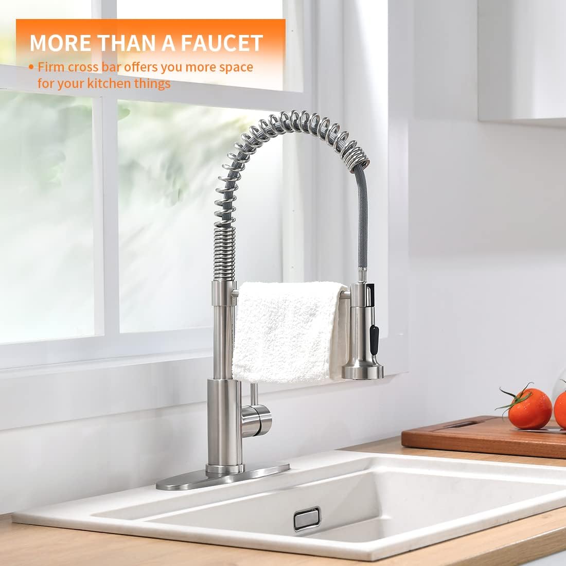Kitchen Faucet with Pull Down Sprayer Brushed Nickel Stainless Steel 1 Handle Pull Out Spring Sink Faucets 1 Hole Or 3