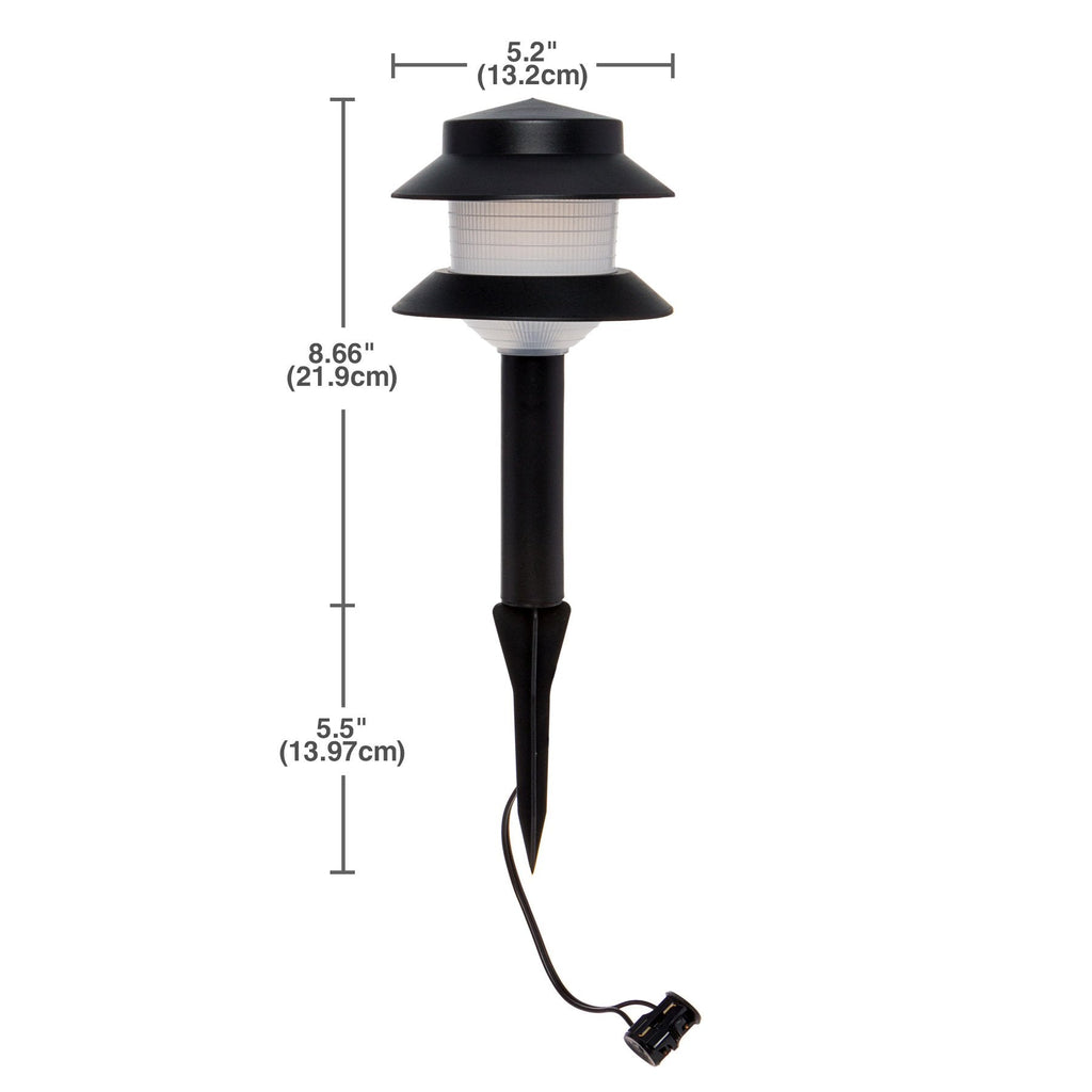 35 Lumen Modern 2-Tier Low Voltage Path Light - Outdoor 2.5 Watt Landscape Light (12 Pack, Black)