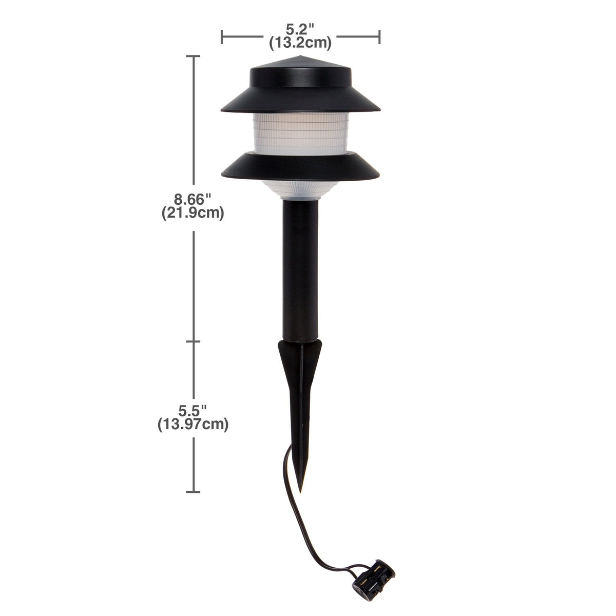 35 Lumen Modern 2-Tier Low Voltage Path Light - Outdoor 2.5 Watt Landscape Light (12 Pack, Black)