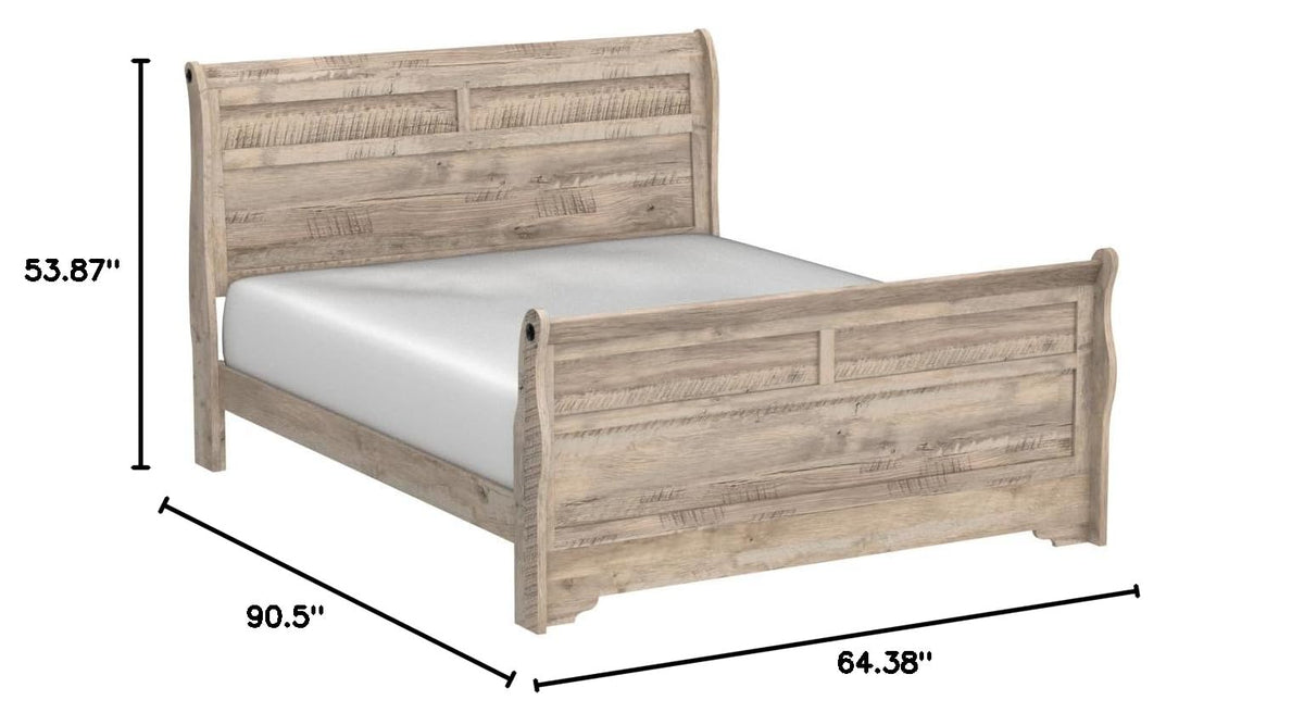Imerland Contemporary White-wash Finished Sleigh Bed