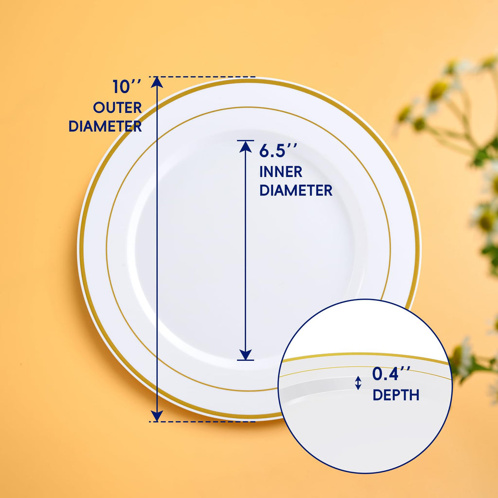 Plastic Plates 10 Inch Heavy Duty Disposable Plates for Everyday Use