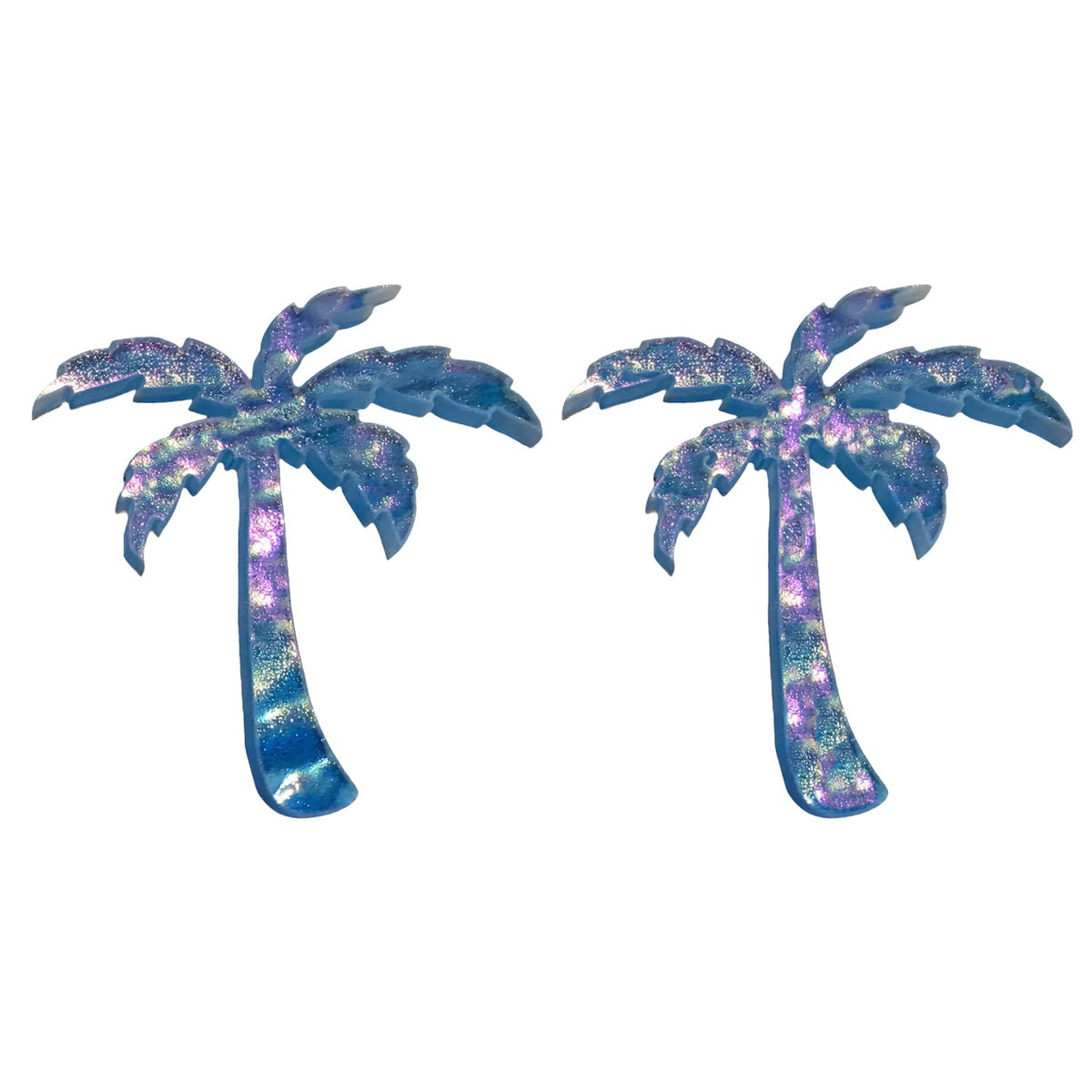 Palm Tree Glass Swimming Pool Step Marker Mosaic(5"x4.5", Deep Blue) (2 Pack)