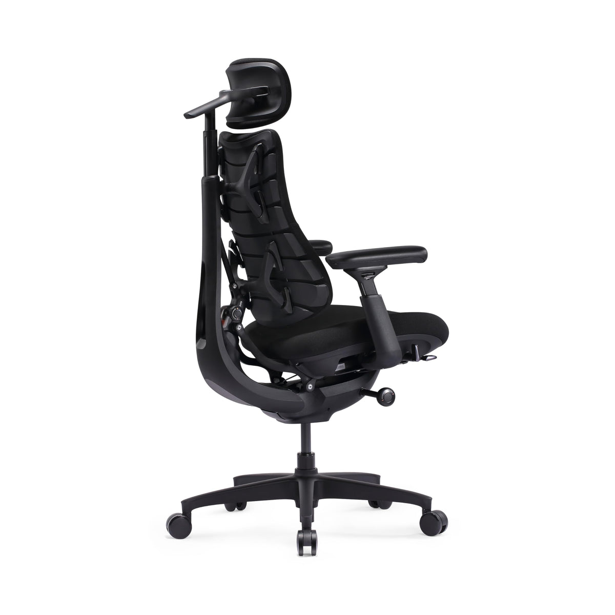 Dynamic Ergonomic Office Chair with Headrest — Obsidian Black, 48cm Seat, Spine-Follow Backrest