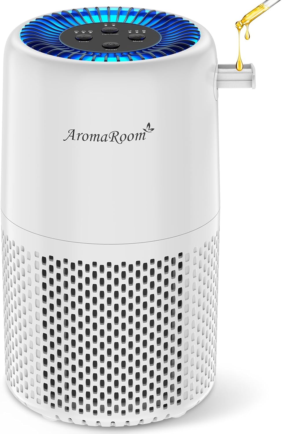 Air Purifier for Home Bedroom, H13 HEPA Air Filter For Smoke Pollen Dander Hair Smell Air Cleaner, 3-in-1 Filter with