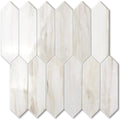 Glossy Wood Marble Grain Backsplash Tile Peel and Stick, 12.8 x 12.8 Inch 10 Sheets Long Hexagon PVC Self Adhesive