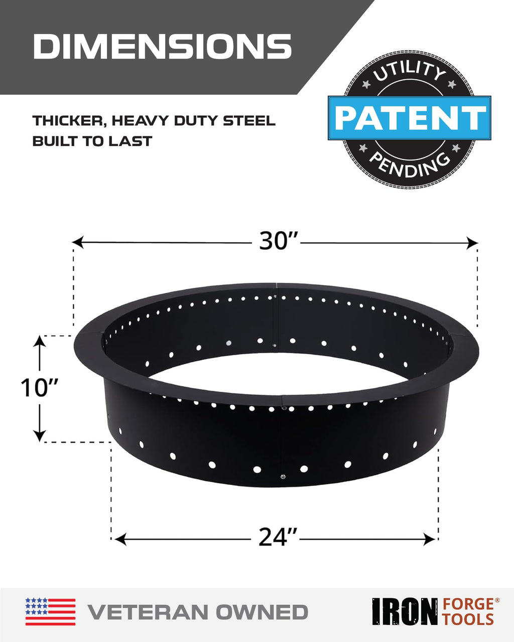 Smokeless Outdoor Fire Pit Ring Insert 30 Inch Round